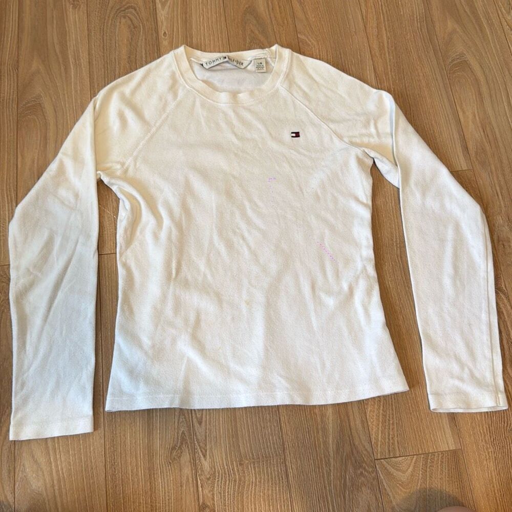Tommy Hilfiger vintage 100% cotton women’s white long sleeve top size large